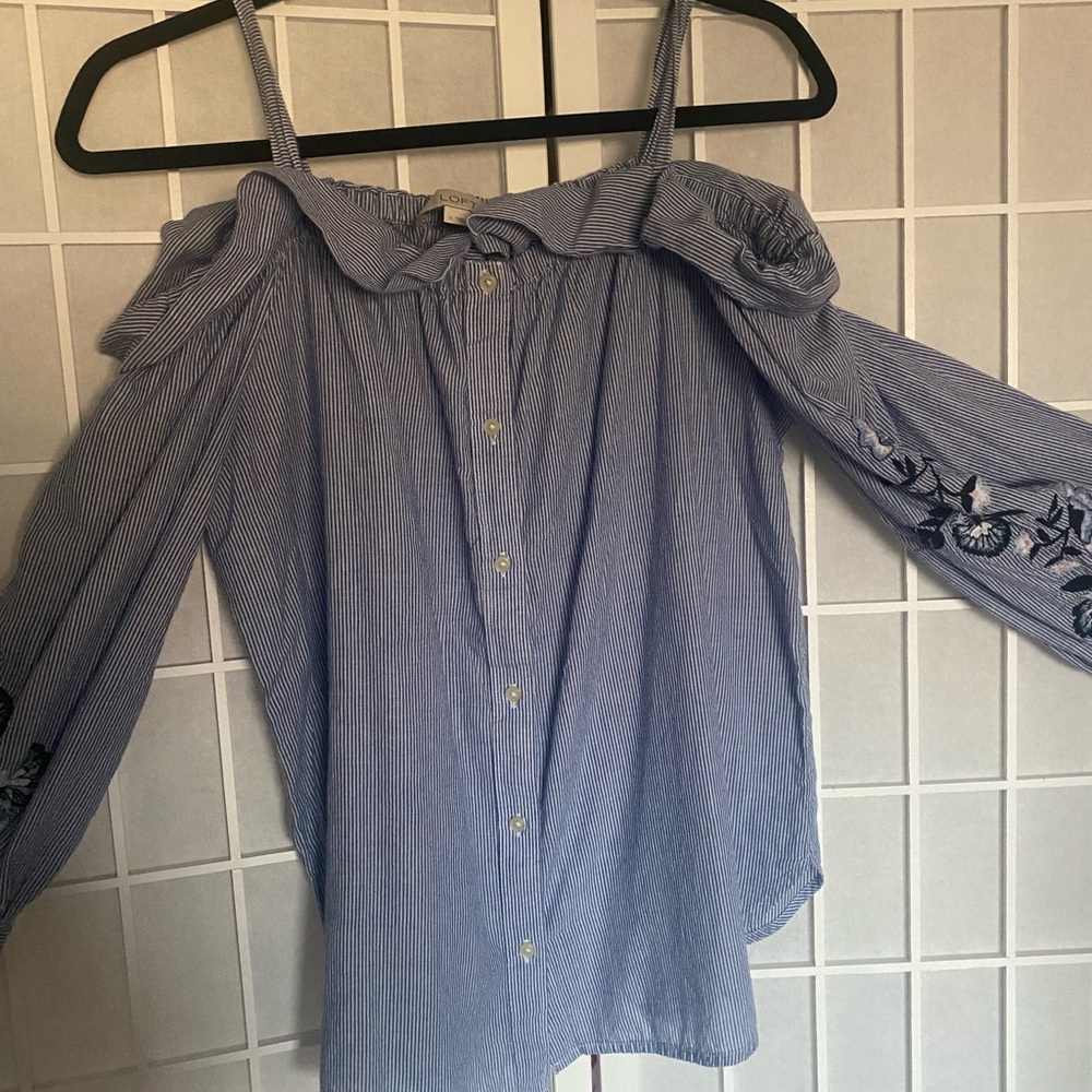 Loft Cold Shoulder Stripe Blouse